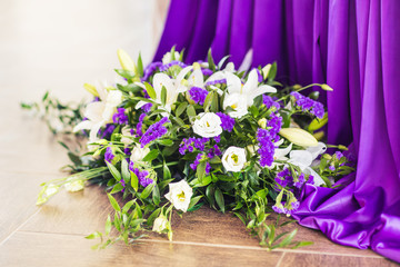 Reception Interior with beautiful  flowers in vase