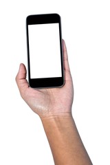 Cropped image of businesswoman holding smartphone 