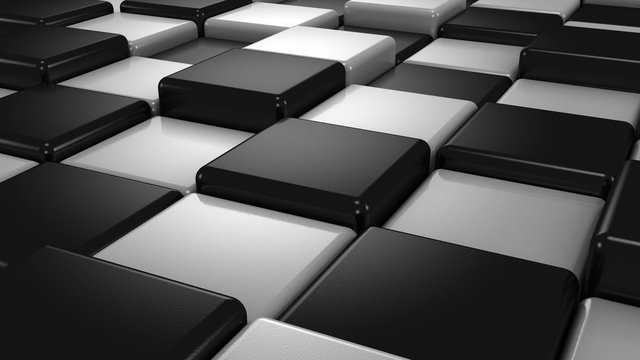 Abstract Background of White and Black Cubes
