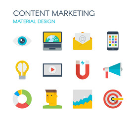 Material design. Content marketing icons.