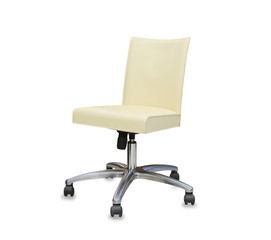 Fototapeta premium Modern office chair from beige leather. Isolated
