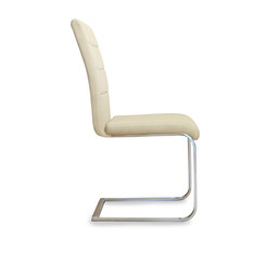 Modern office chair from beige leather. Isolated