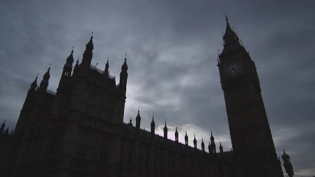 Time-lapse of grey clouds gliding over Westminster