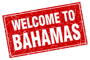 Bahamas red square grunge welcome to stamp