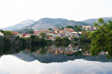 Fototapeta na wymiar City of Trebinje and the river Trebisnjica