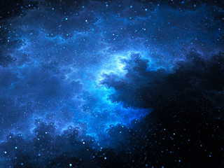Fototapeta na wymiar Megical space nebula fractal with stars