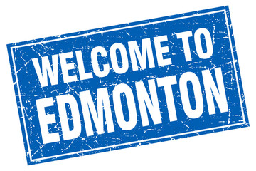 Edmonton blue square grunge welcome to stamp