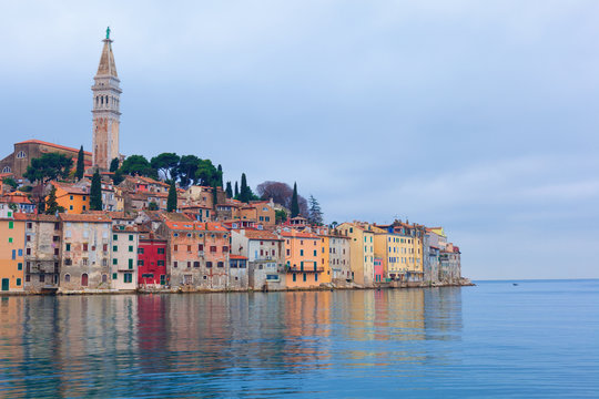 seaside view of old part of Rovinj. Croatia.