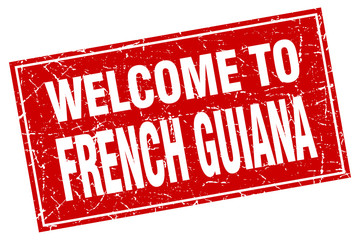 French Guiana red square grunge welcome to stamp