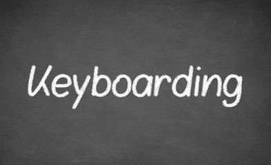 Obraz premium Keyboarding lesson on blackboard or chalkboard.