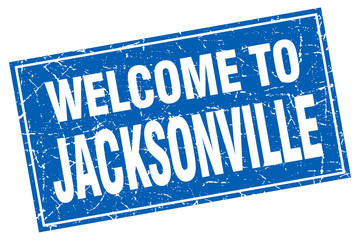 Jacksonville blue square grunge welcome to stamp