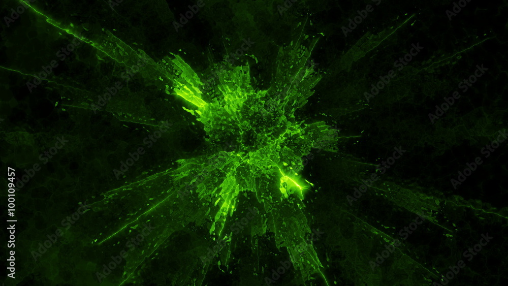 Poster blurred abstract particle background with elemets focused at center and spreaded to sides