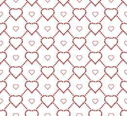 Seamless texture with a grid of hearts and flowers 