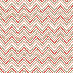 Seamless green and orange zig zag pattern. Tile   illustrated baby pink retro background. endless warping paper texture