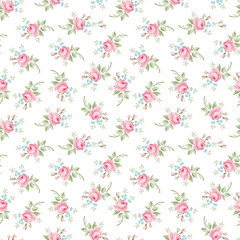 Seamless floral pattern with little flowers pink roses - 100109611