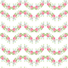 Seamless floral pattern with little pink roses,