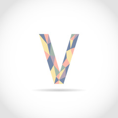 V Letter Logo Icon Mosaic Pattern Design template Element. Low Poly style