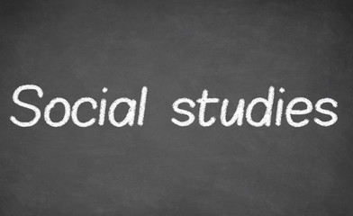 social studies lesson on blackboard or chalkboard.