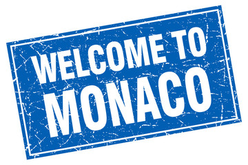 Monaco blue square grunge welcome to stamp