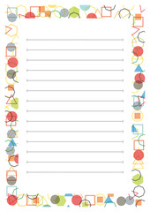 A page of notepad with abstract frame