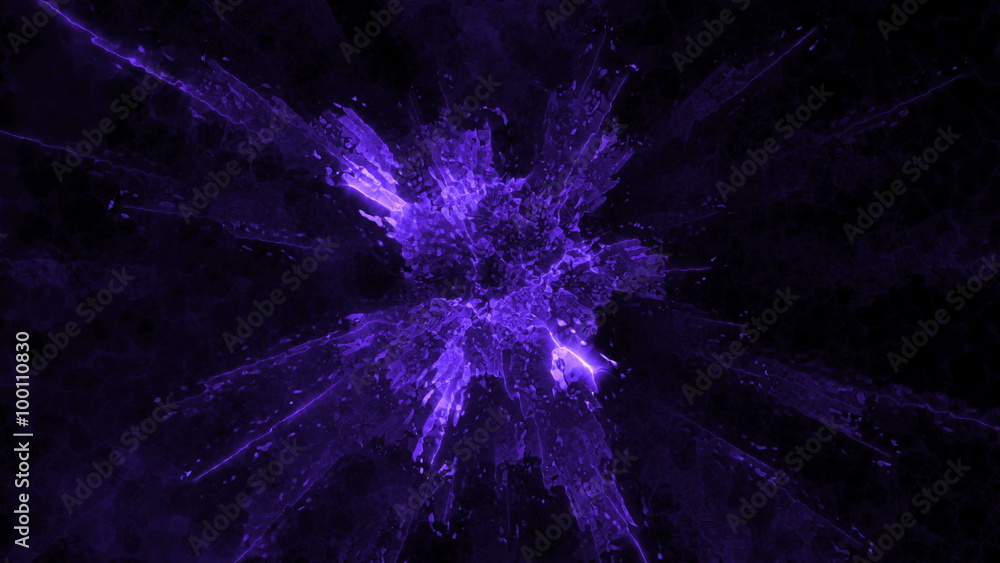 Poster blurred abstract particle background with elemets focused at center and spreaded to sides