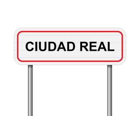 Welcome to Ciudad Real Spain road sign vector