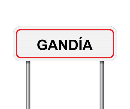 Welcome to Gandia Spain road sign vector