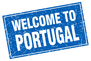 Portugal blue square grunge welcome to stamp