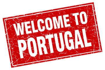 Portugal red square grunge welcome to stamp