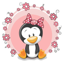 Obraz premium Penguin with flowers