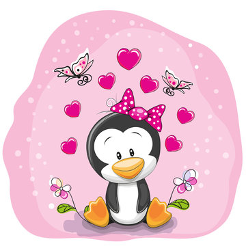 Penguin with flowers