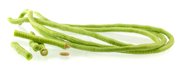 Yardlong beans on white