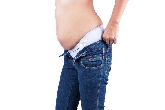 Women body fat belly and scratch mark