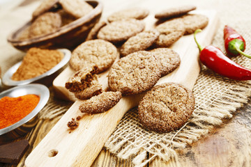 Chocolate cookies with chili pepper