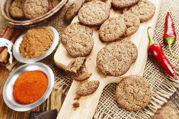 Chocolate cookies with chili pepper