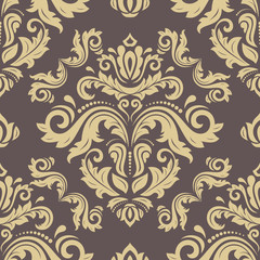Oriental vector classic pattern. Seamless abstract brown and golden background