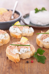 canape with rillette and cheese