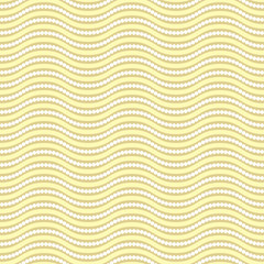 Seamless vector ornament. Modern geometric pattern with repeating golden waves and white circles