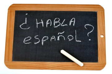 Obraz premium Ardoise demandant si on parle espagnol 