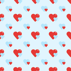 Seamless retro pattern two hearts. 