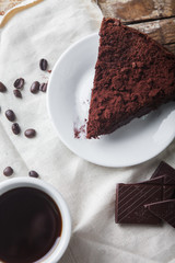 Chocolate cake and coffee