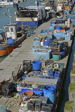 Fishing equipment at Brighton Marina, England