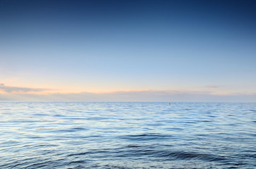 open Baltic sea at the sunset