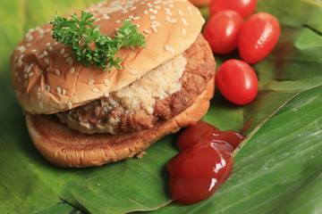 hamburger with tomato sauce
