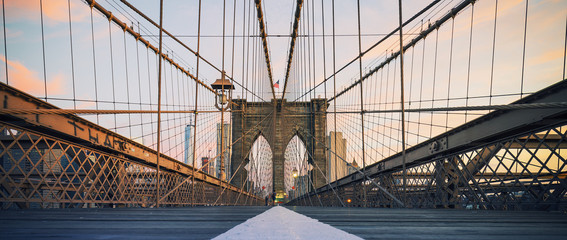 Panoramic view on Brooklyn Bridge
