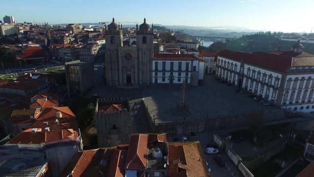 Aerial view of the Porto Cathedral or Se Catedral, Portugal