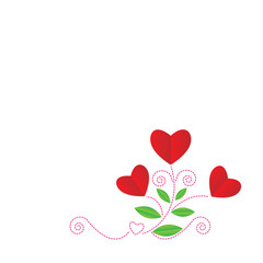 Red paper hearts Valentine day card on white background