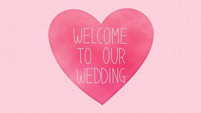 水彩画風WELCOME TO OUR WEDDINGロゴ　映像素材