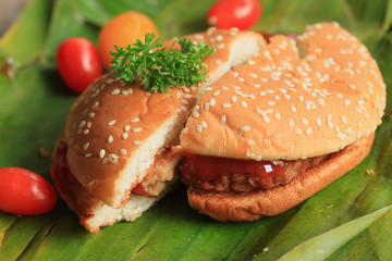 hamburger with tomato sauce