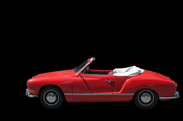 Karmann Ghia Cabrio,
isoliert auf schwarzem Hintergrund 